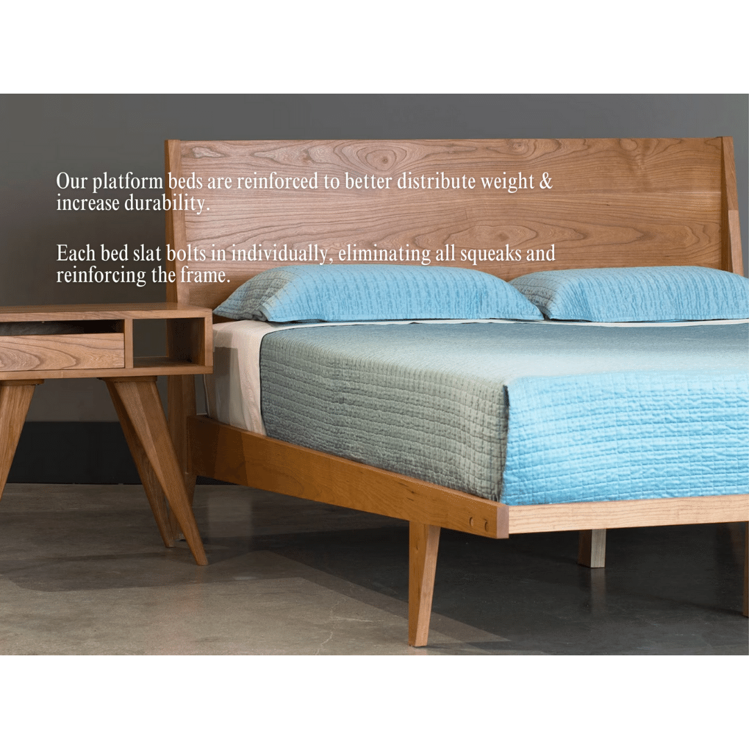 Modern "TWO" Platform Bed: Handmade Mid Century Modern Bed, Solid Wood with Organic Finish