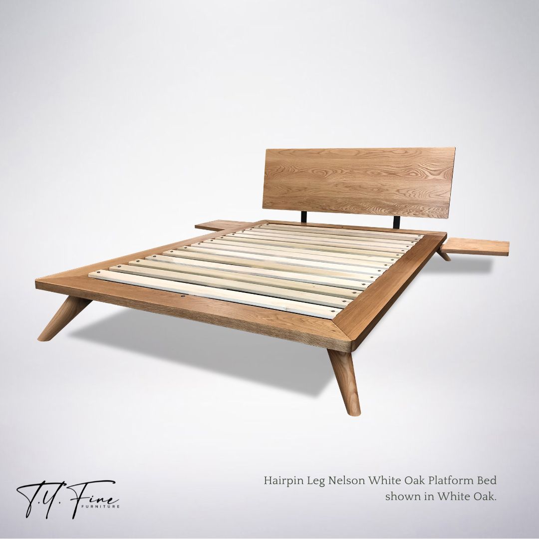 Nelson Platform Bed Hairpin Legs - Handcrafted Solid Wood Bed Frame