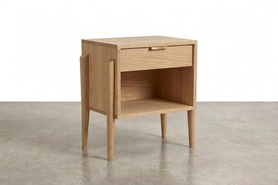Solid White Oak 1-Drawer Cubby Side Table - Apollo Collection | TY Fine Furniture