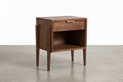 Solid Walnut 1-Drawer Cubby Side Table - Apollo Collection | TY Fine Furniture