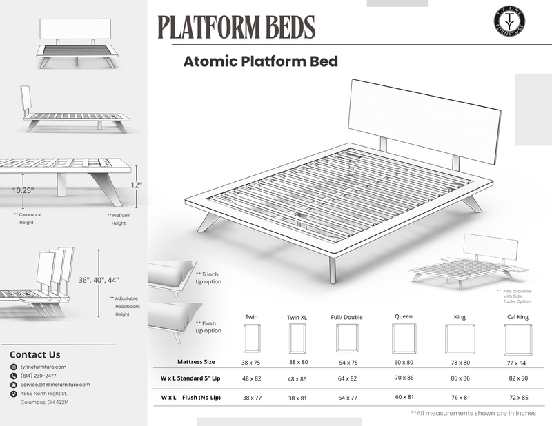 Atomic Platform Bed- Solid Wood Cherry