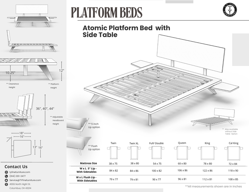 Atomic Platform Bed- Solid Wood Cherry