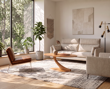 Cantilever Oval Coffee Table Solid Wood- Cherry
