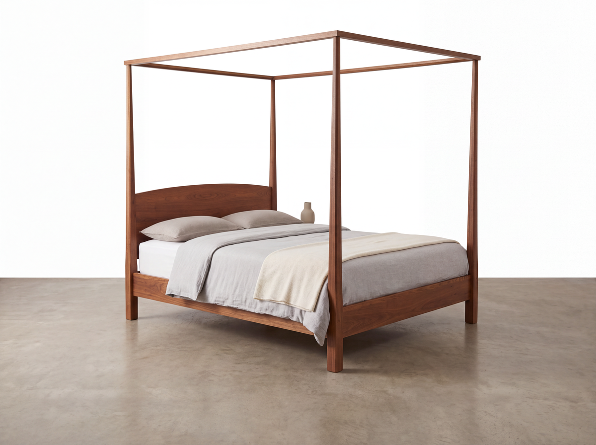 Solid Cherry Pencil Post Canopy Bed - Shaker Collection | TY Fine Furniture
