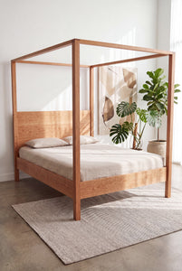 Modern Four Poster Bed - Solid Wood-Cherry