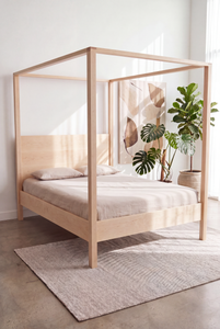 Modern Four Poster Bed - Solid Wood-Maple