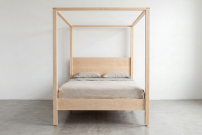 Modern Four Poster Bed - Solid Wood-Maple