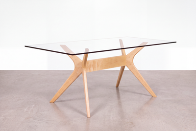 Solid Maple Glass-Top Dining Table - Strata Collection | TY Fine Furniture