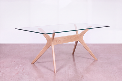 Solid White Oak Glass-Top Dining Table - Strata Collection | TY Fine Furniture