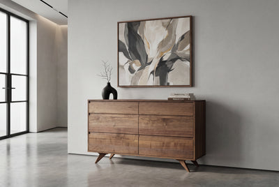 Solid Cherry 6-Drawer Double Bank Dresser - Modern Collection | TY Fine Furniture