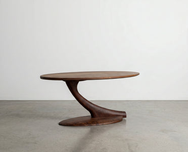 Cantilever Oval Coffee Table Solid Wood - Walnut