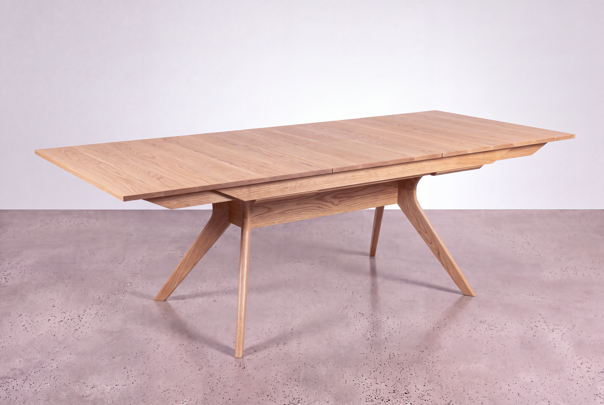 Solid White Oak Extendable Dining Table - Strata Collection | TY Fine Furniture