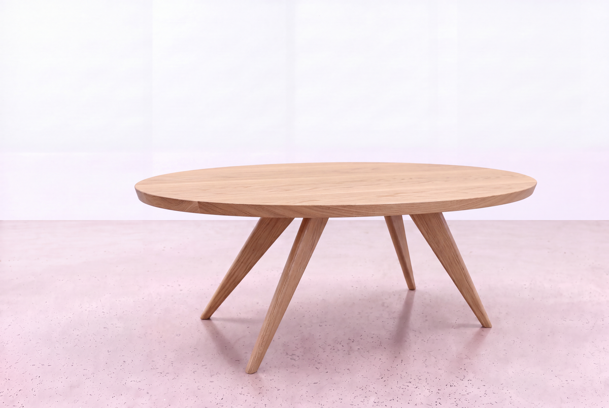 Solid White Oak Oval Coffee Table - Essentials Collection | TY Fine Furniture