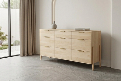 Solid Maple 9-Drawer Triple Bank Dresser - Apollo Collection | TY Fine Furniture