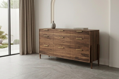 Solid Walnut 9-Drawer Triple Bank Dresser - Apollo Collection | TY Fine Furniture