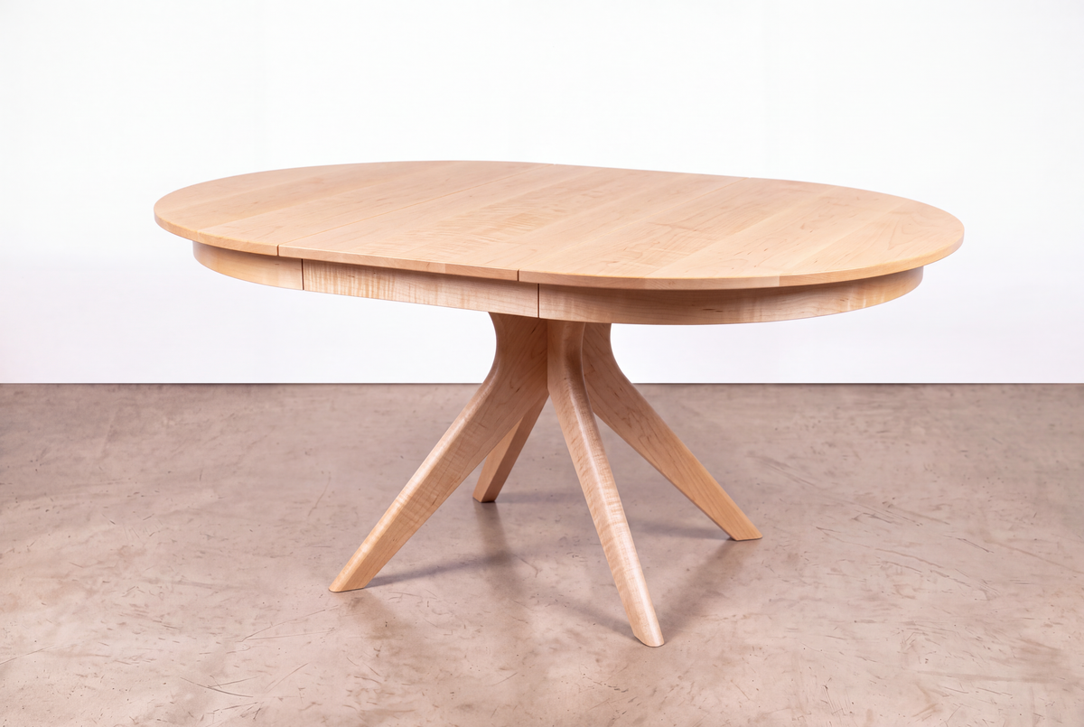 Solid Maple Extendable Round Dining Table- Strata Collection | TY Fine Furniture