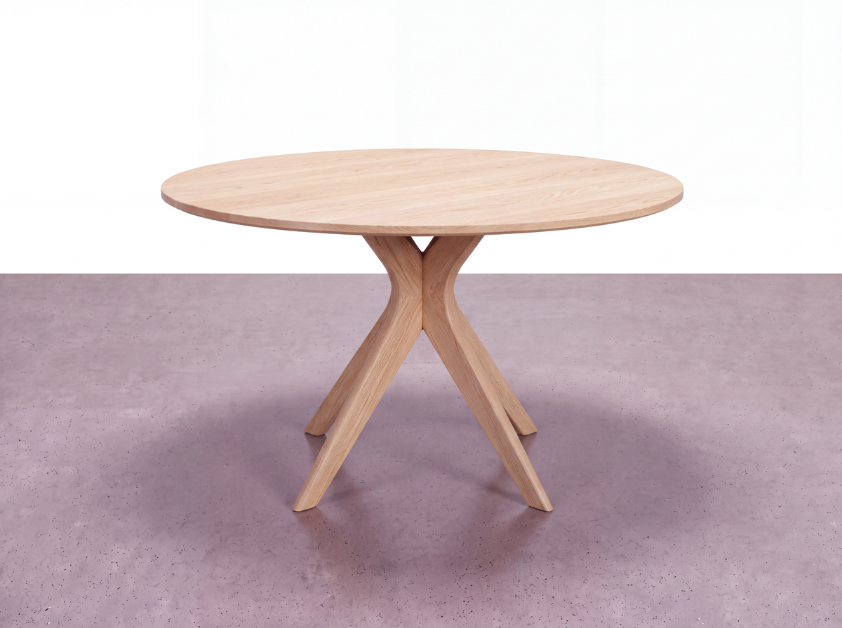 Solid White Oak Round Dining Table - Strata Collection | TY Fine Furniture
