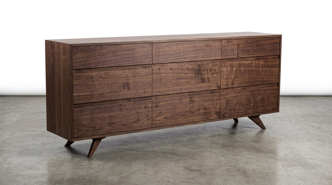 Modern Mid-Century Dresser in Walnut - Solid Wood