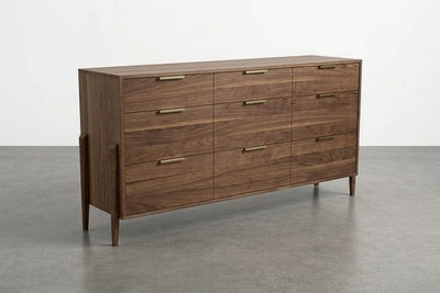 Solid Walnut 9-Drawer Triple Bank Dresser - Apollo Collection | TY Fine Furniture