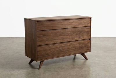 Solid Walnut 6-Drawer Double Bank Dresser - Modern Collection | TY Fine Furniture
