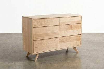 Solid Maple 6-Drawer Double Bank Dresser - Modern Collection | TY Fine Furniture