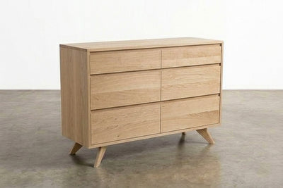 Solid White Oak 6-Drawer Double Bank Dresser - Modern Collection | TY Fine Furniture