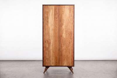 Solid Curly Cherry, Maple, or Walnut Door Option Tall Storage Cabinet - Modern Collection |TY Fine Furniture
