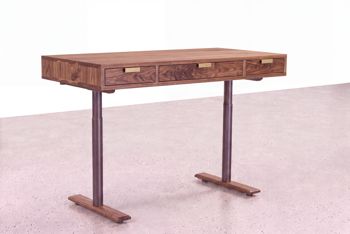 Solid Walnut Sit Stand Desk - Apollo Collection | TY Fine Furniture