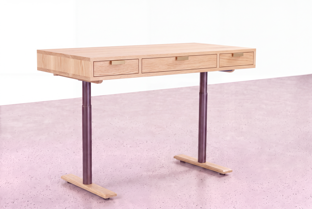 Solid White Oak Sit Stand Desk - Apollo Collection | TY Fine Furniture