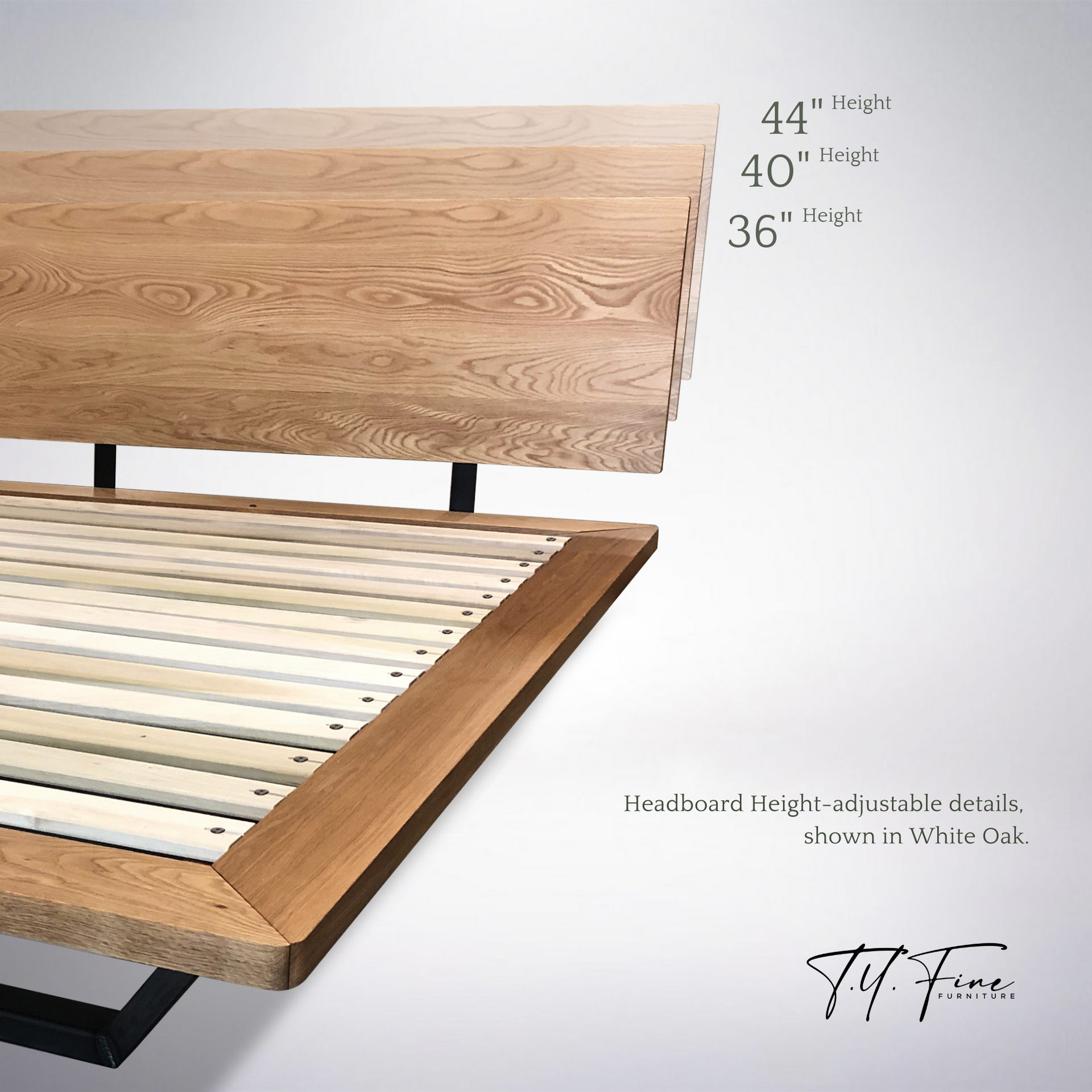 QUICK SHIP - Nelson Platform Bed White Oak Promo - Handcrafted Solid Wood Bed Frame