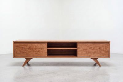 Modern Entertainment Console with Drawers - Solid Wood | OH