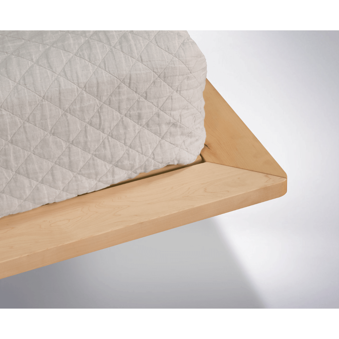 Nelson Platform Bed - Handcrafted Solid Wood Bed Frame-with side table attached