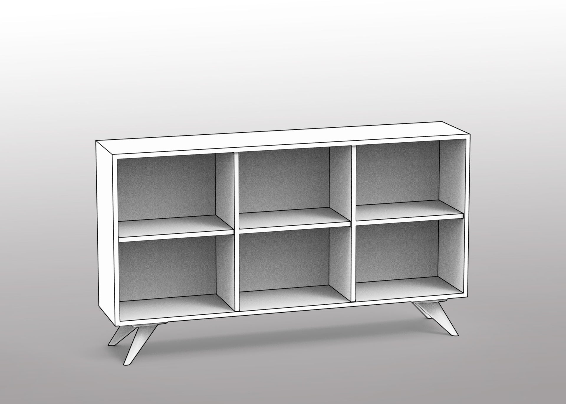 Customizable Modern Bookcase: Short 3 Column