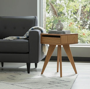 Modern Apartment Side Table - White Oak