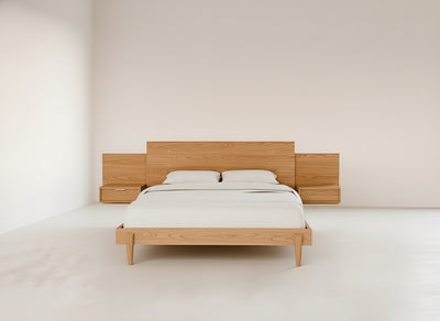 Apollo Platform Bed with Integrated Tables White Oak