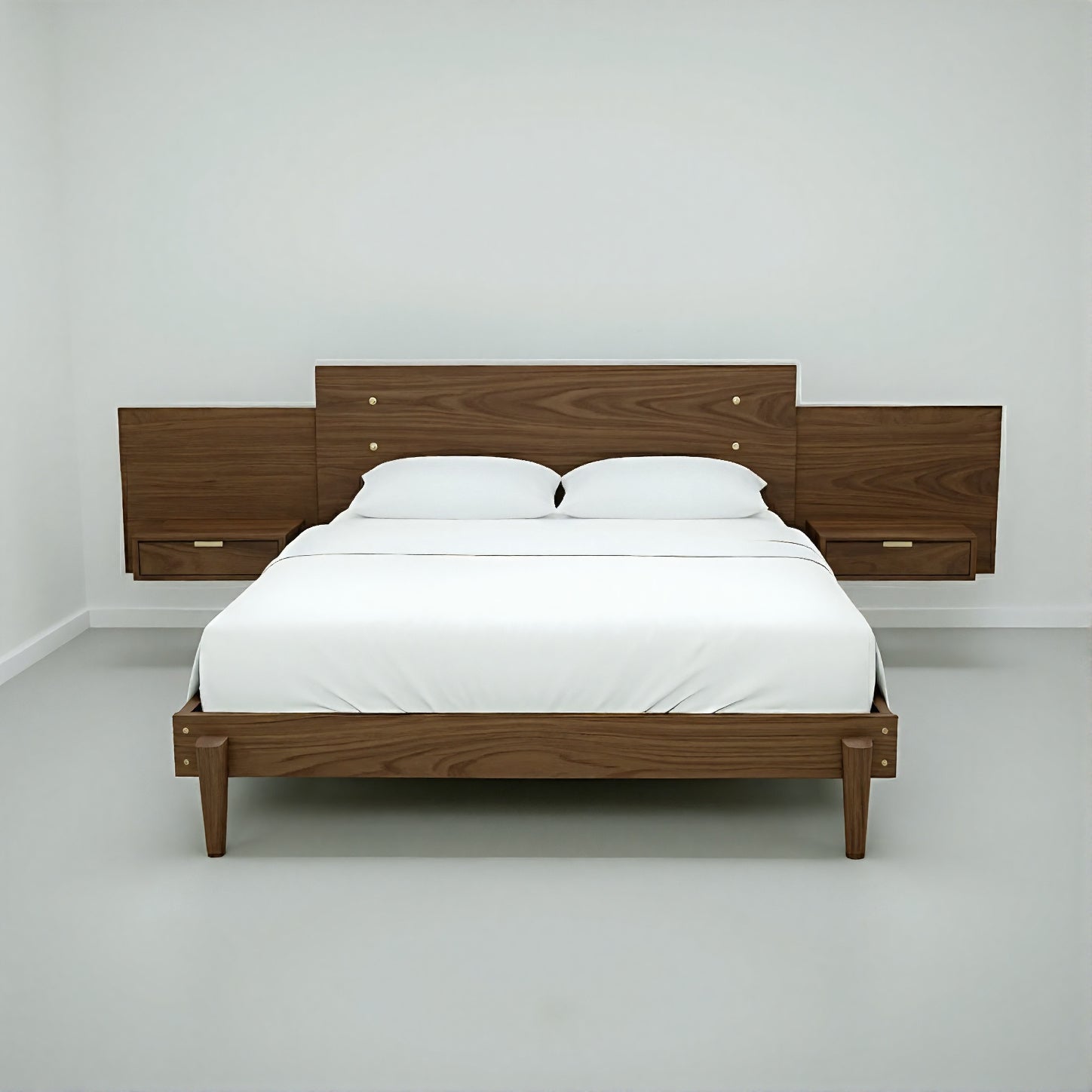 Apollo Platform Bed with Integrated Tables - Solid Wood Bed Frame