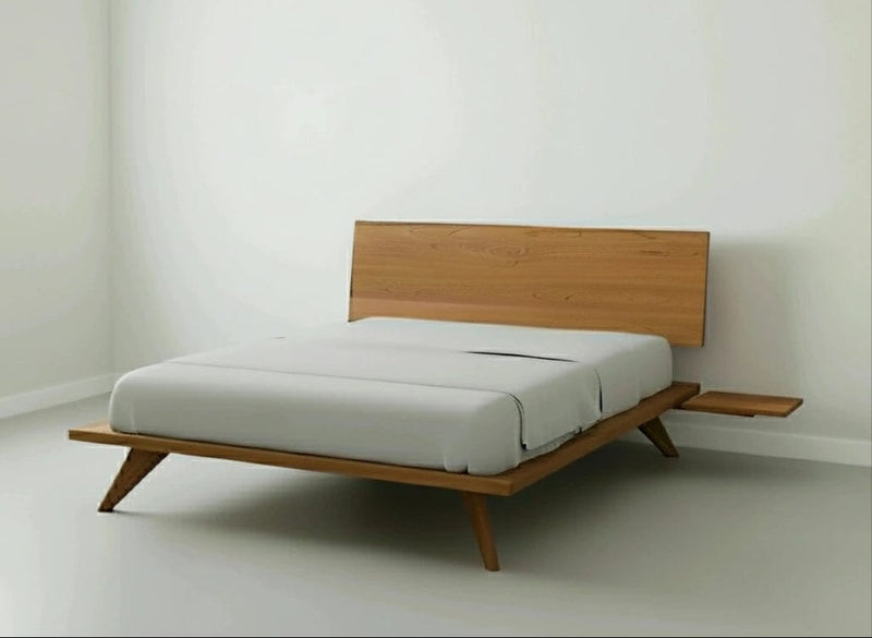 Atomic platform bed in solid cherry