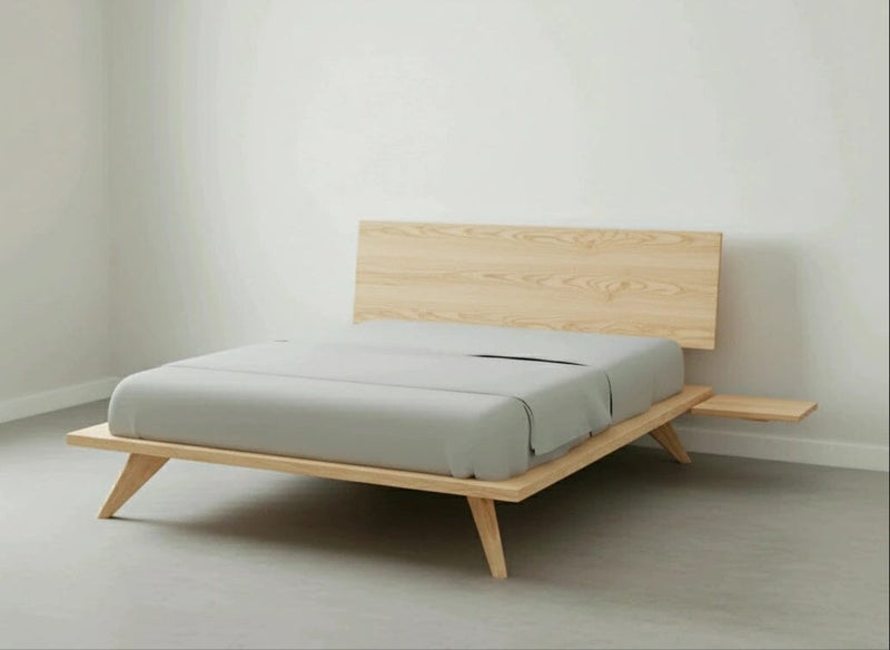 Atomic platform bed in solid hard maple