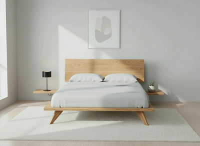 Atomic Platform Bed - Solid Wood White Oak