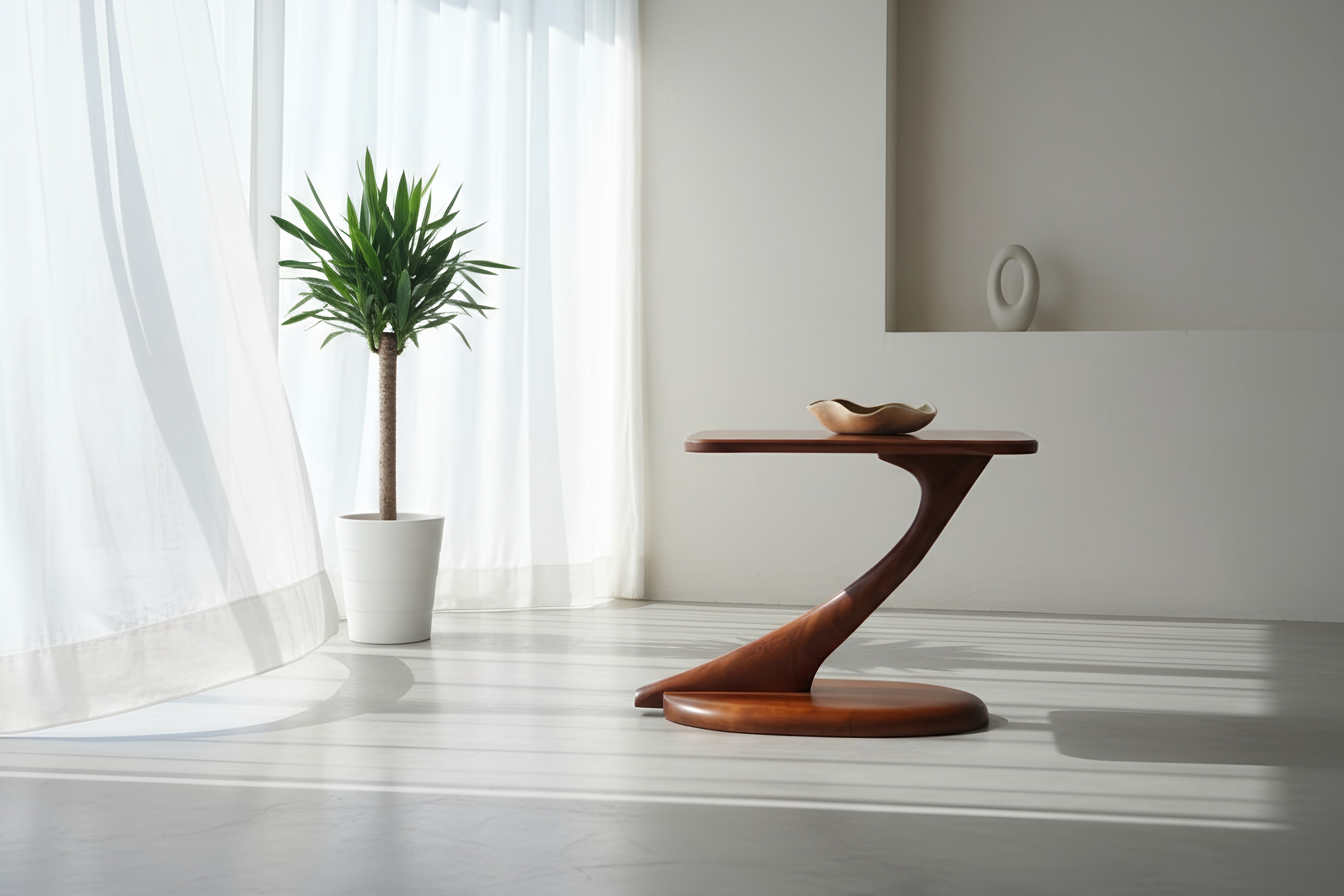Cantilever Side Table Solid Wood Handmade- Cherry