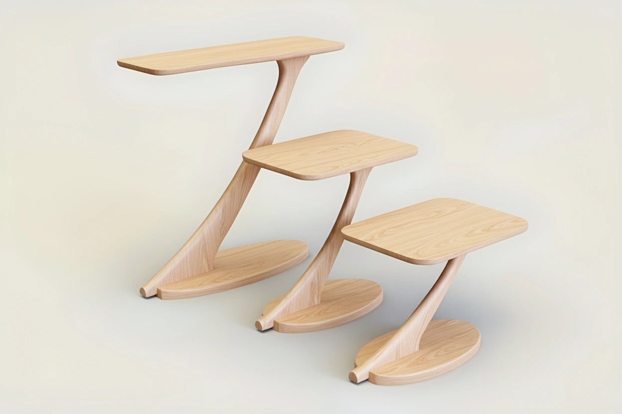 Cantilever Side Table Solid Wood Handmade- Maple