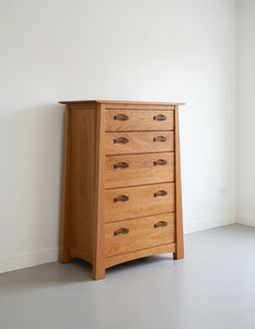 Enso 5-Drawer Upright Dresser - Handmade Solid Wood Chest | Cherry