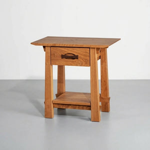 Enso Side Table With Drawer Solid Wood Handmade Organic- Cherry