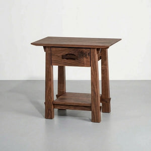 Enso Side Table With Drawer Solid Wood Handmade Organic- Walnut