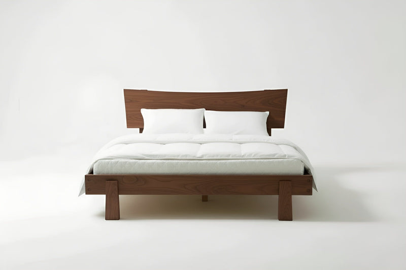 Horizon platform bed in solid walnut