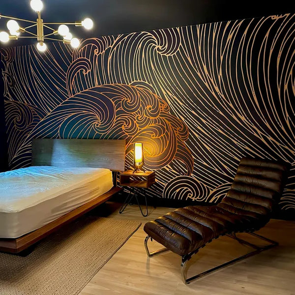 Customer photo of a walnut platform bed