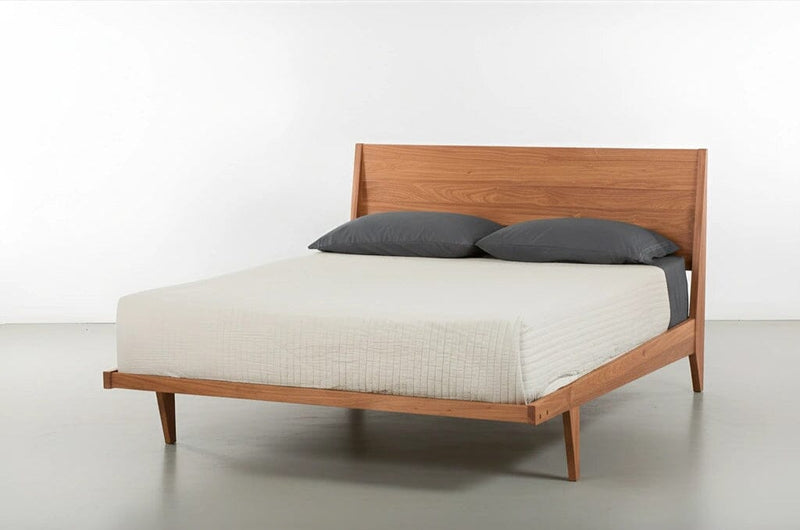 Modern platform bed in cherry