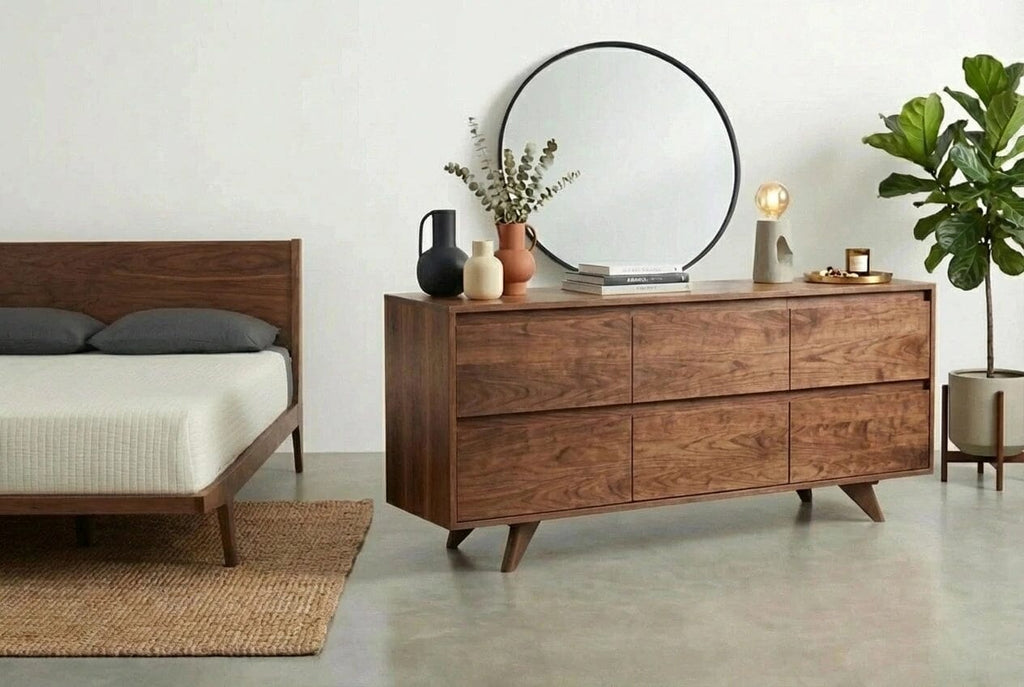 brown mid century modern dresser Modern Mid-Century Dresser in Walnut - Solid Wood