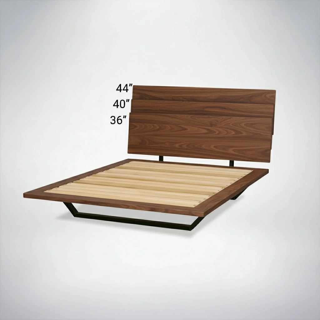 Nelson Walnut Platform Bed Frame | Premium Dark Hardwood | Walnut