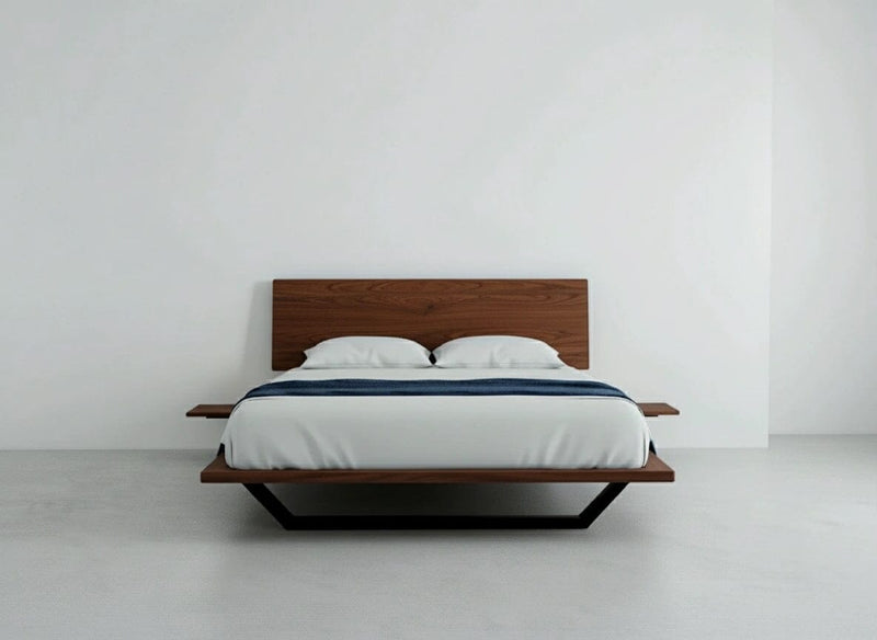 Nelson platform bed in solid walnut